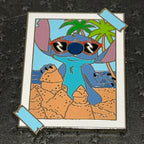 2024 - Stitch - Building Sand Castle - Taped Photo - Mystery Pin